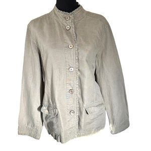 JJill Button Up Jacket Tan 45% Cotton 55% Linen